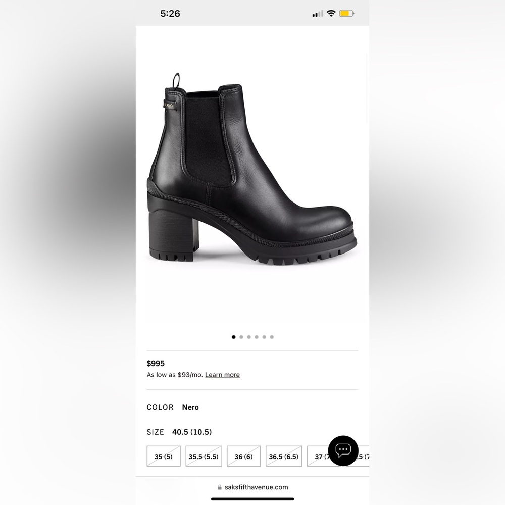 Prada Chelsea Leather Booties, size 9.5 (39.5 EU)